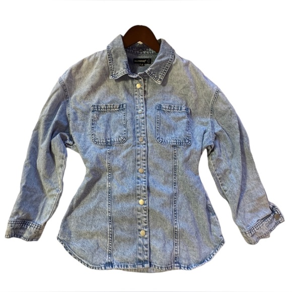 Women's Blank NYC Cinched Denim Shirt Jacket/Shacket - Size S - Picture 3 of 9